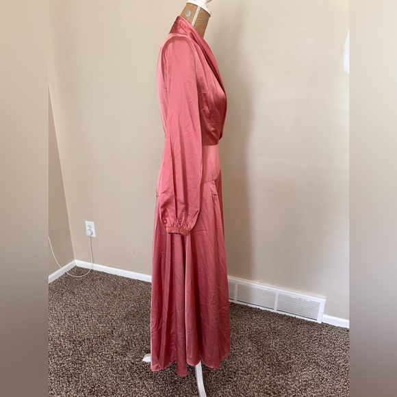 Nasty Gal Make Your Entrance Satin Wrap Maxi Dress Rose - Picture 3 of 9